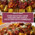 Oven-Roasted Cajun Chicken and Garlic Potatoes with Parmesan Pin 1