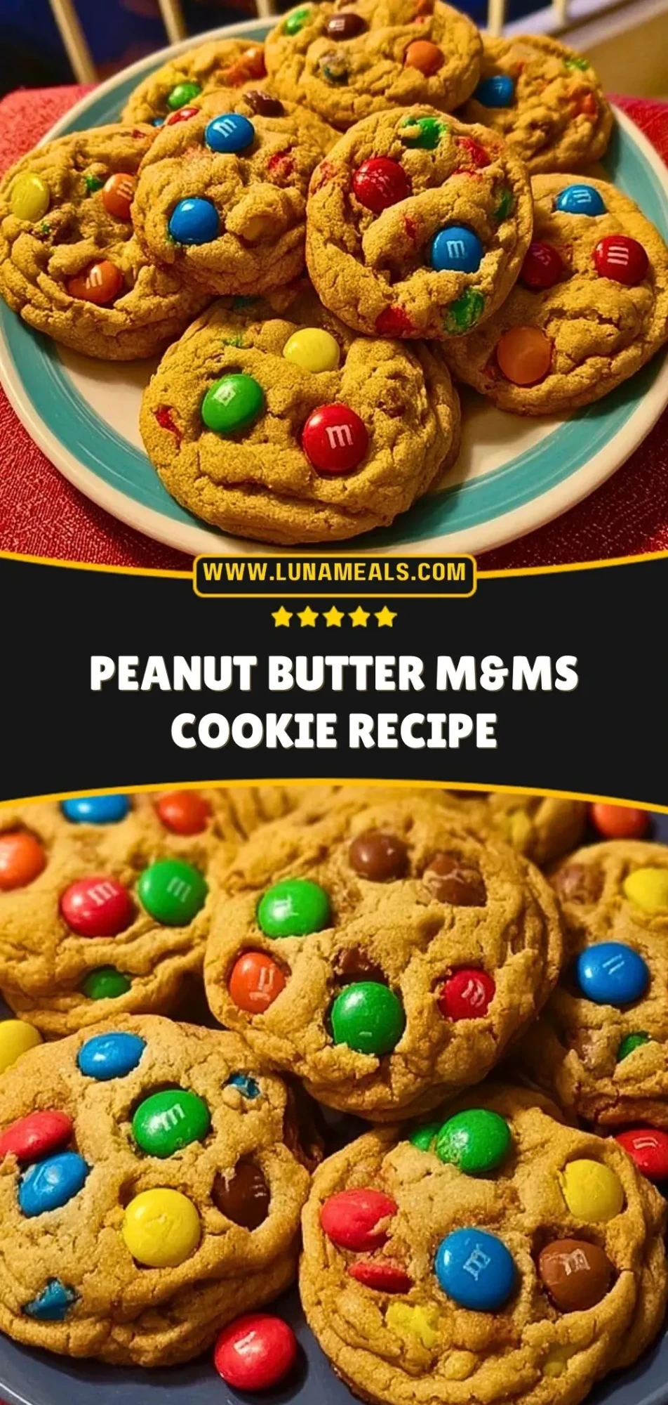 Peanut Butter M&Ms Cookie Recipe Pin 2