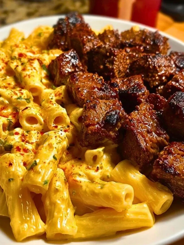 Penne with Creamy Velveeta Four-Cheese and Cajun Beef Bites (2)
