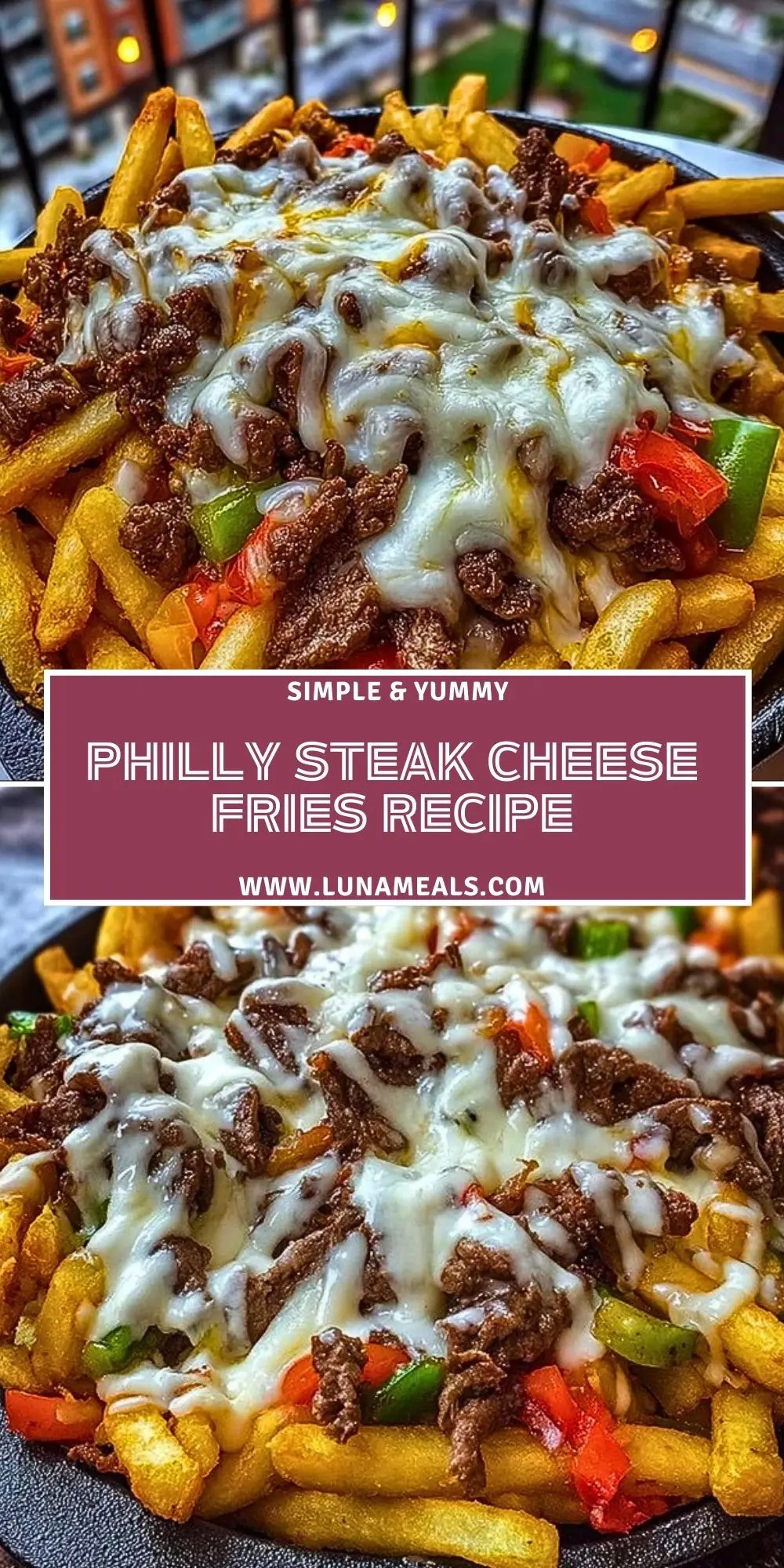 Philly Steak Cheese Fries Recipe Pin 1
