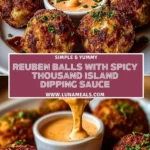Reuben Balls with Spicy Thousand Island Dipping Sauce Pin 1