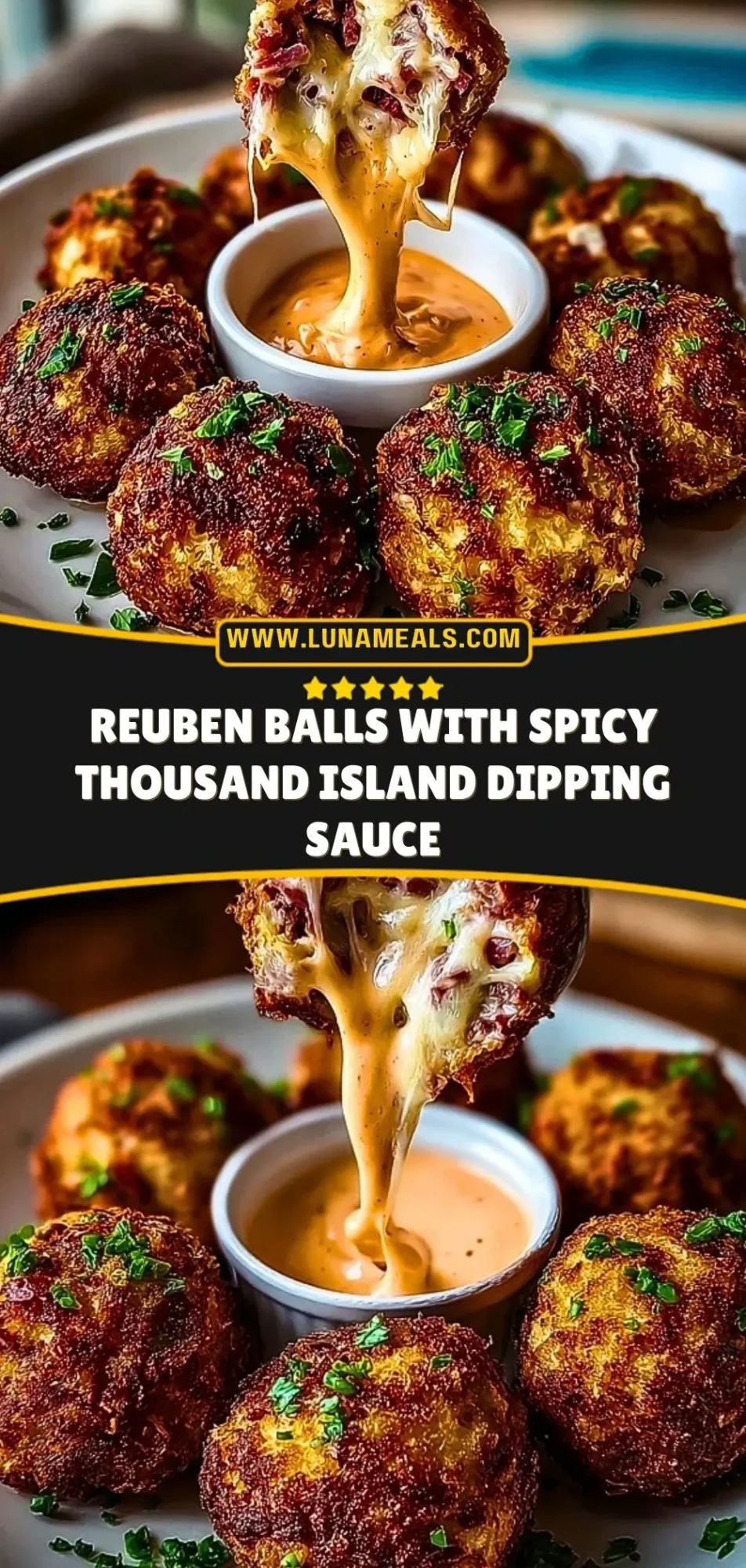 Reuben Balls with Spicy Thousand Island Dipping Sauce Pin 2