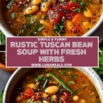 Rustic Tuscan Bean Soup with Fresh Herbs Pin 1