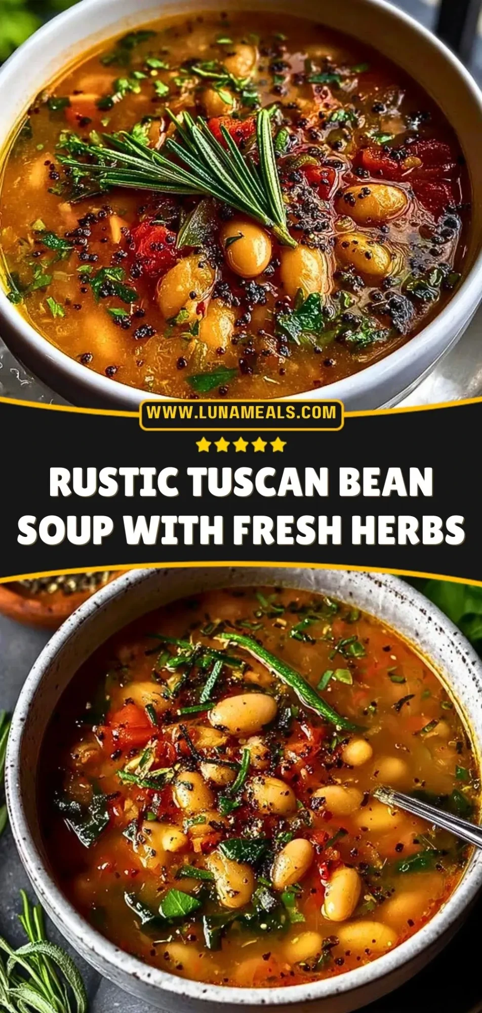 Rustic Tuscan Bean Soup with Fresh Herbs Pin 2