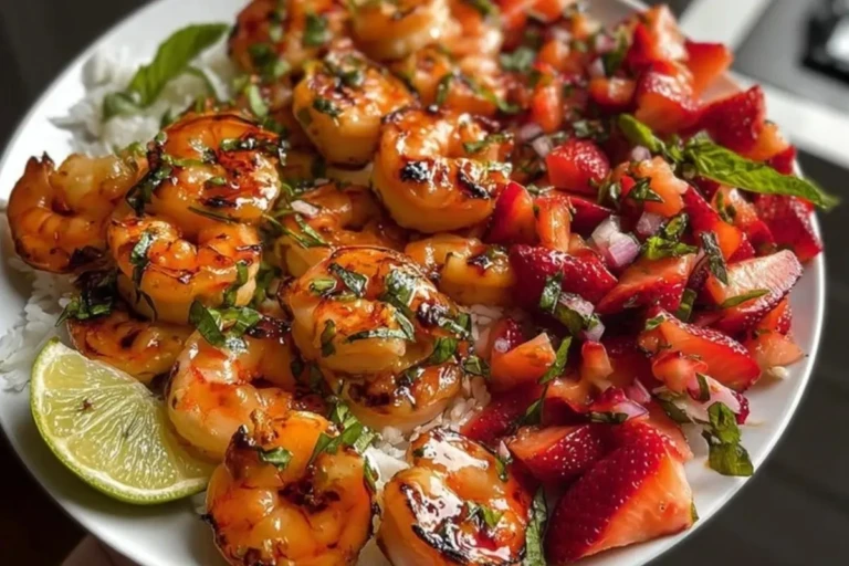 Saucy Lemon Herb Shrimp with Strawberry-Basil Salsa