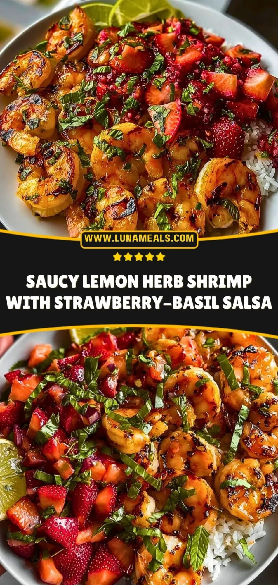 Saucy Lemon Herb Shrimp with Strawberry-Basil Salsa Pin 2