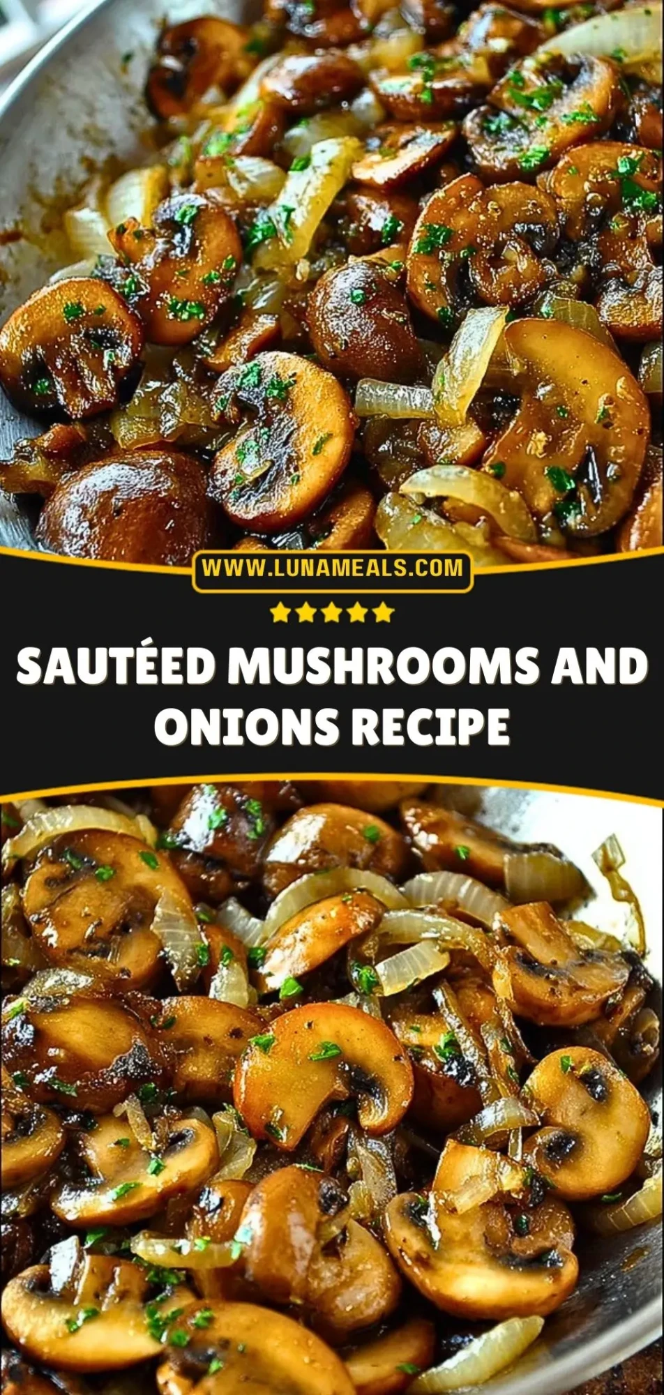 Sautéed Mushrooms and Onions Recipe Pin 2