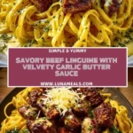 Savory Beef Linguine with Velvety Garlic Butter Sauce Pin 1