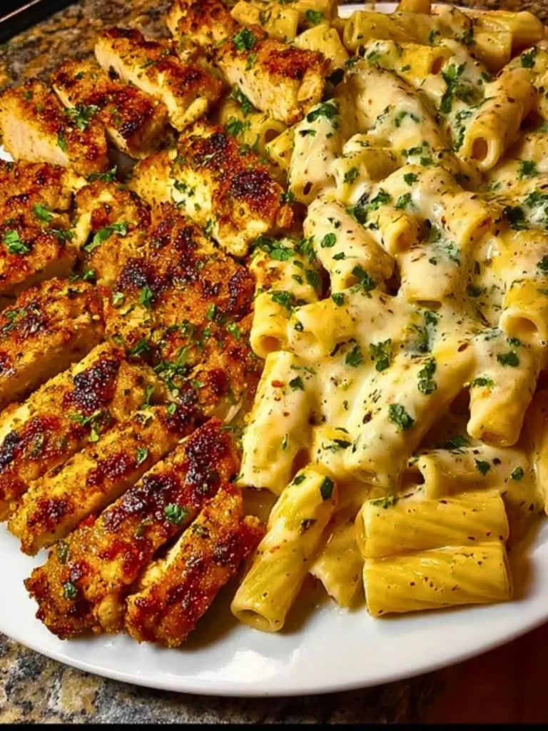 Spicy Cajun Chicken Rigatoni in Creamy Mozzarella Alfredo (1)