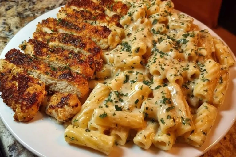 Spicy Cajun Chicken Rigatoni in Creamy Mozzarella Alfredo