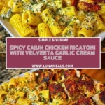 Spicy Cajun Chicken Rigatoni with Velveeta Garlic Cream Sauce Pin 1