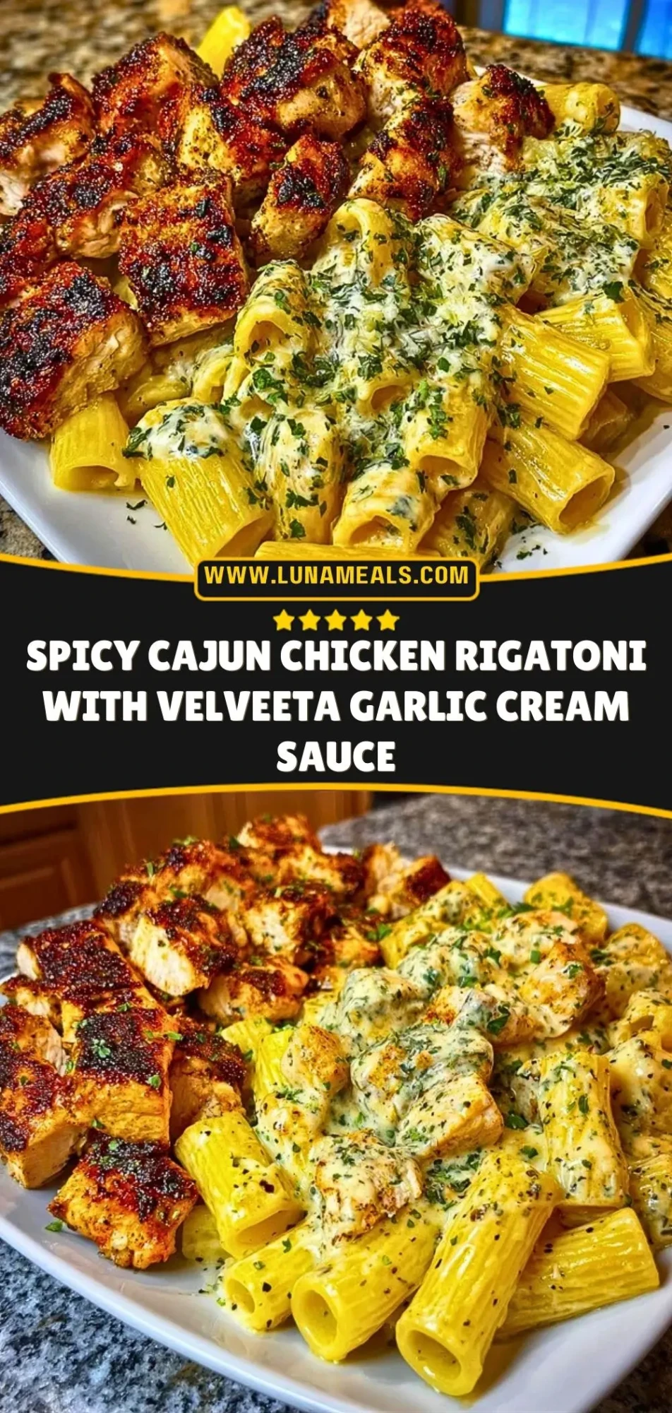 Spicy Cajun Chicken Rigatoni with Velveeta Garlic Cream Sauce Pin 2