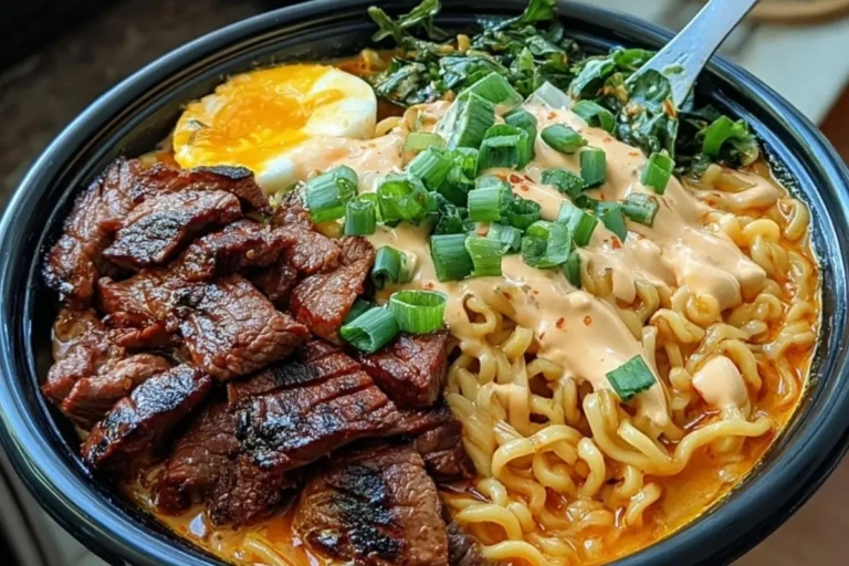 Spicy Korean Ramen with Grilled Beef & Creamy Sauce 1