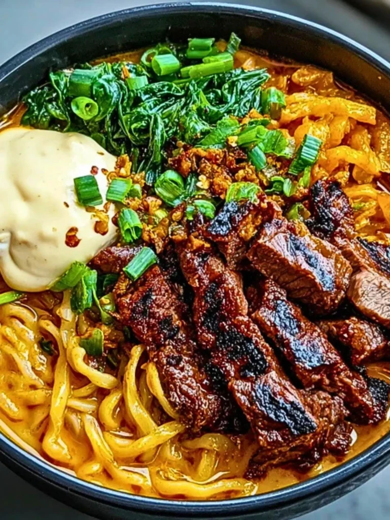 Spicy Korean Ramen with Grilled Beef & Creamy Sauce 2