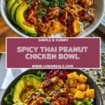 Spicy Thai Peanut Chicken Bowl Pin 1
