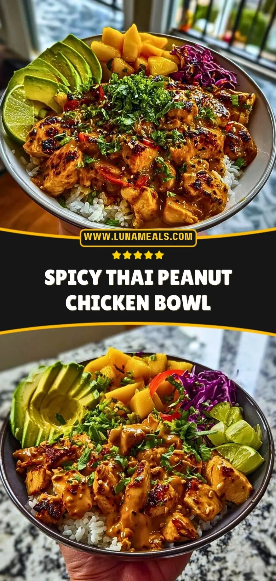 Spicy Thai Peanut Chicken Bowl Pin 2
