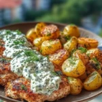 Spicy Yogurt Marinated Chicken with Dill Feta Cream & Crispy Baby Potatoes 1