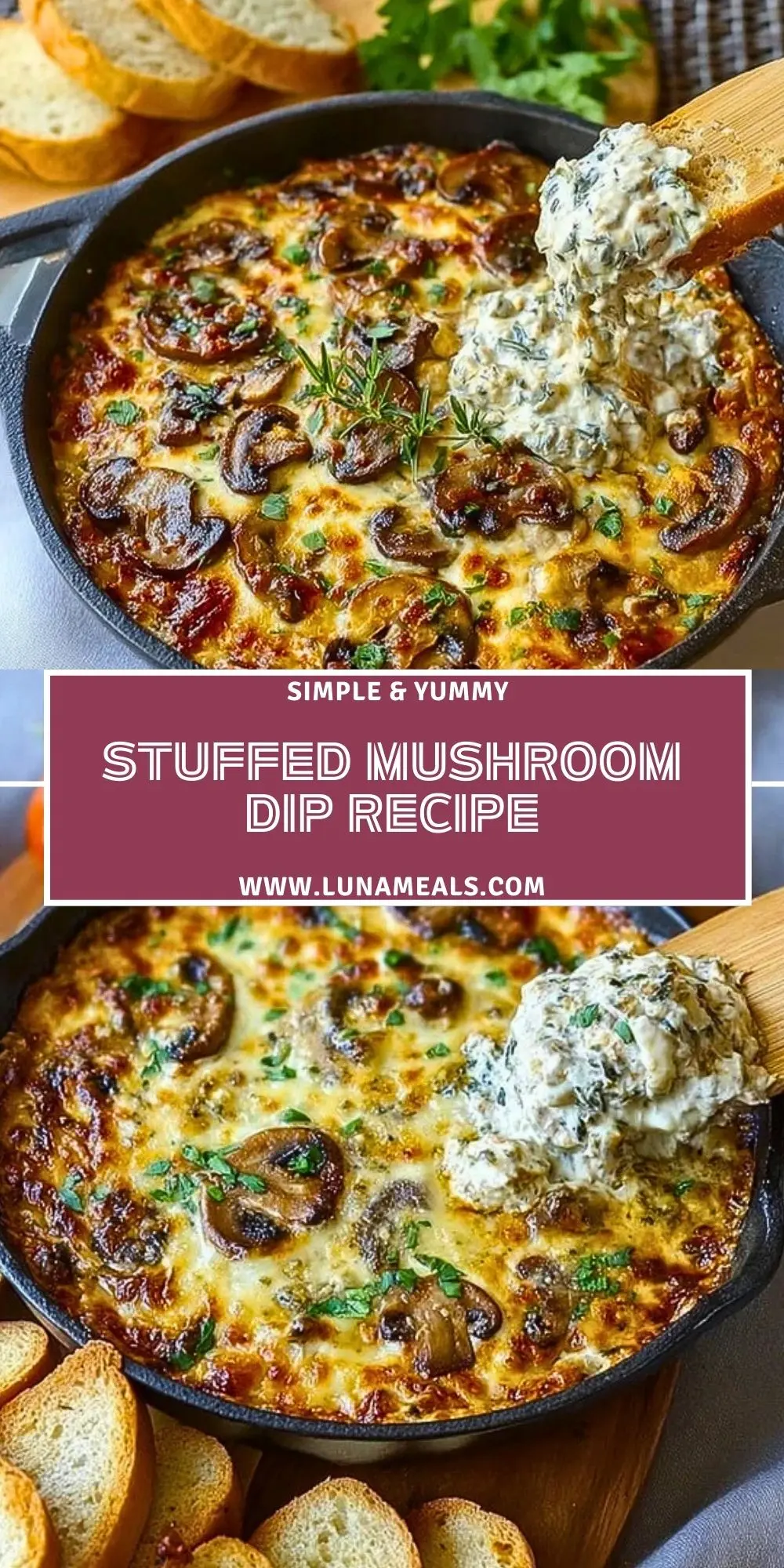 Stuffed Mushroom Dip Recipe Pin 1