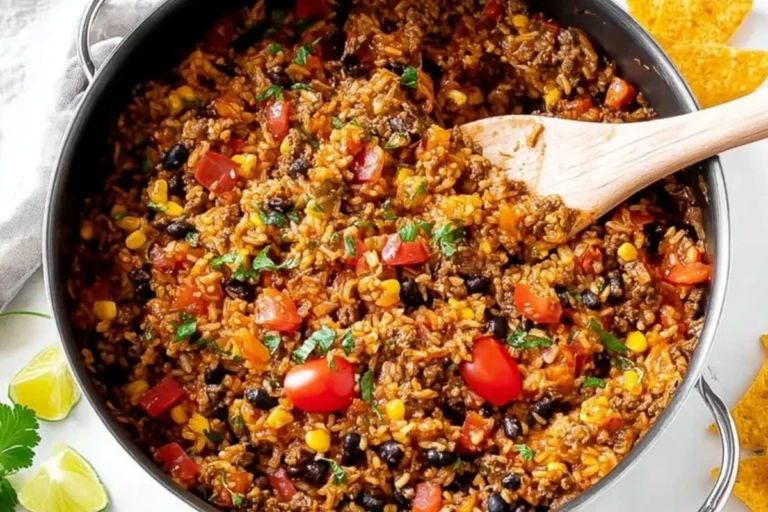 Super Easy Mexican Beef and Rice Skillet 1