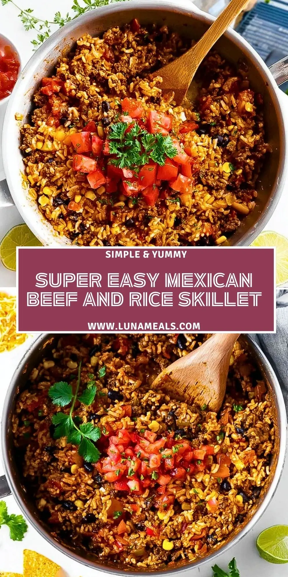 Super Easy Mexican Beef and Rice Skillet Pin 1
