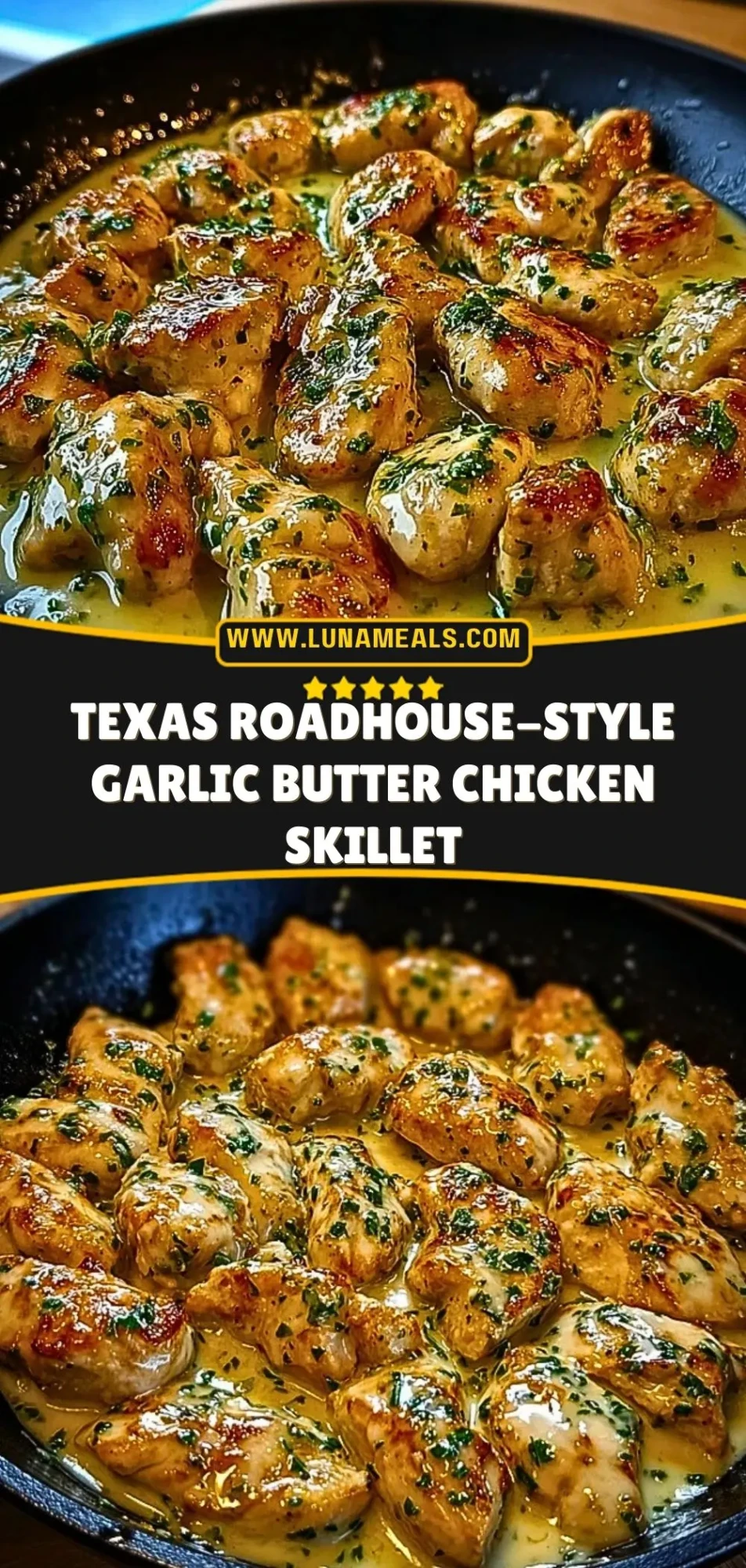 Texas Roadhouse-Style Garlic Butter Chicken Skillet Pin 2 (1)