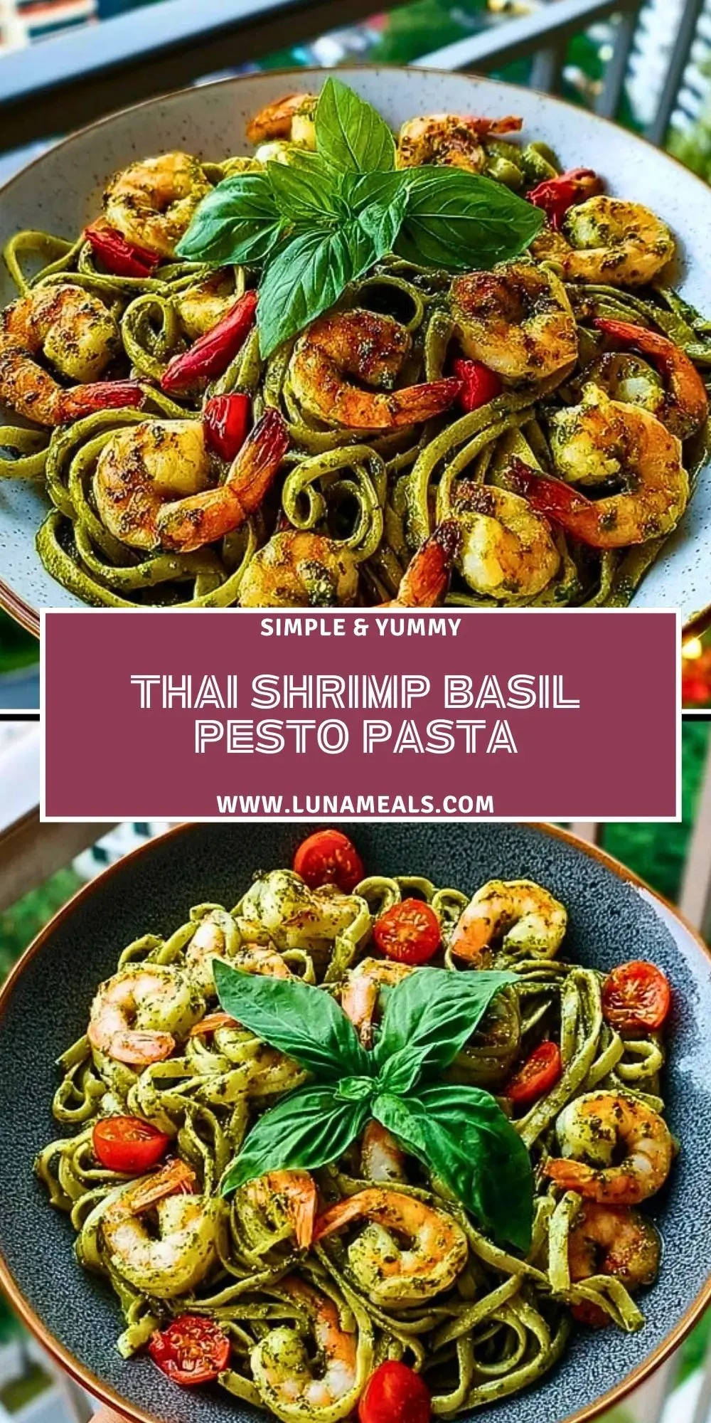 Thai Shrimp Basil Pesto Pasta Pin 1