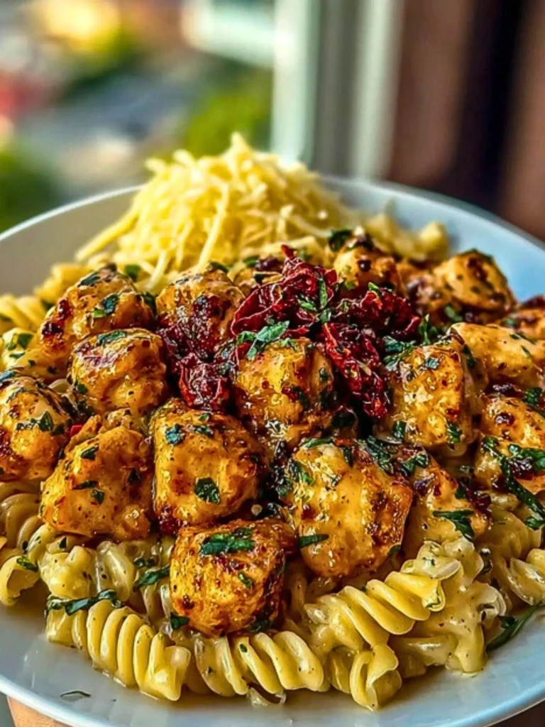 Tuscan Garlic Chicken Bites & Sun-Dried Tomato Cajun Alfredo Pasta 2