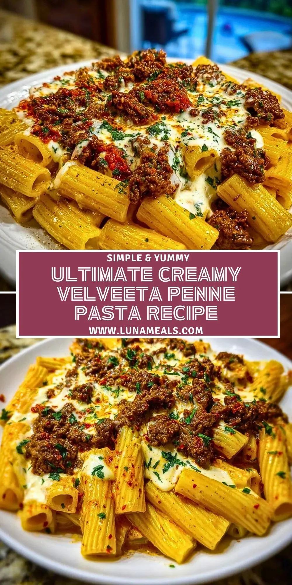 Ultimate Creamy Velveeta Penne Pasta Recipe Pin 1