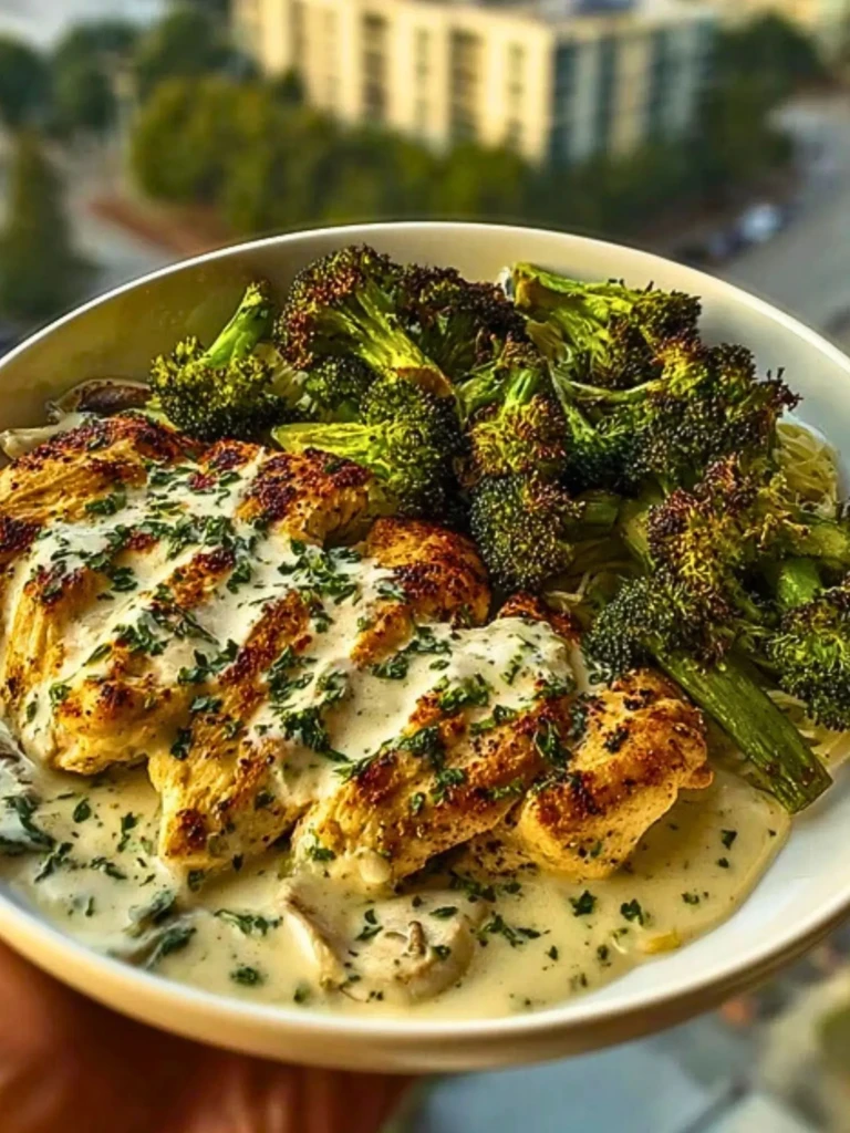 Ultimate Greek Chicken Alfredo Recipe with Crispy Parmesan Broccoli 2