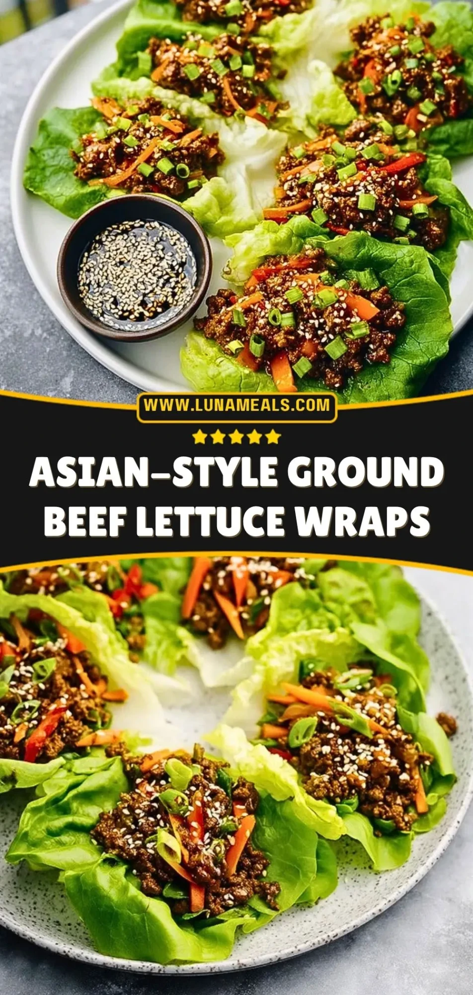 Asian-Style Ground Beef Lettuce Wraps Pin 2