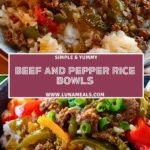 Beef and Pepper Rice Bowls Pin 1