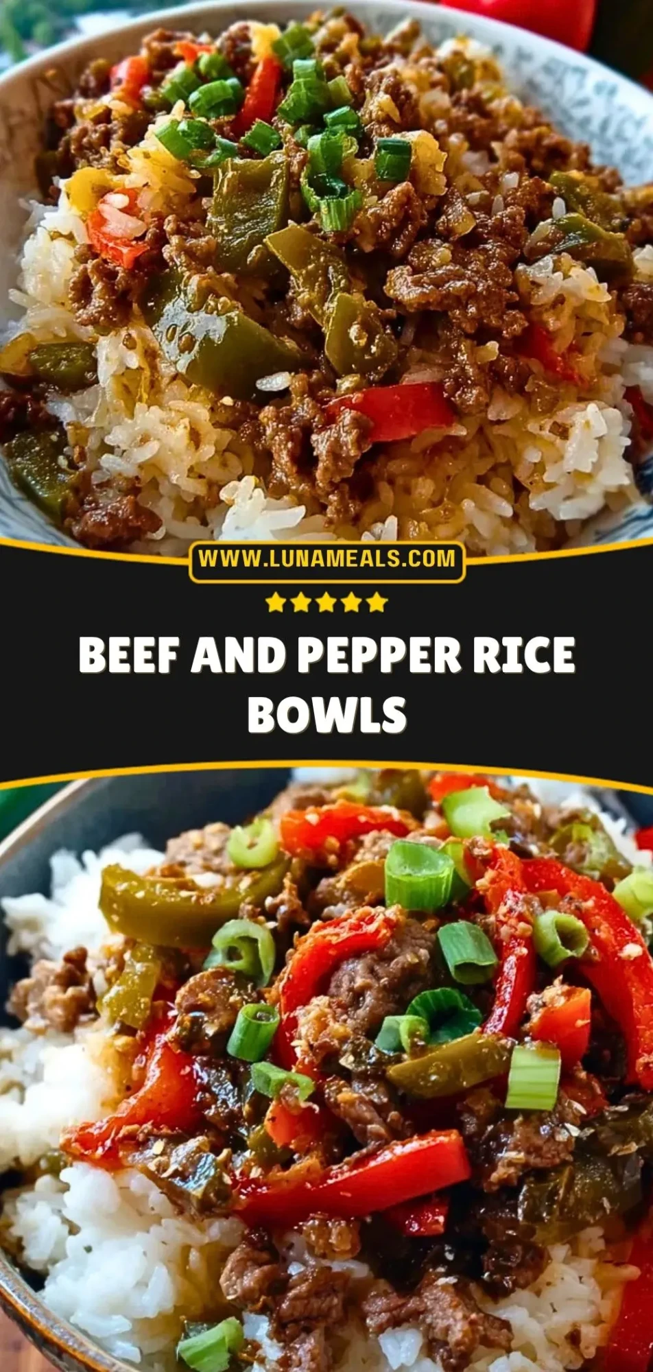 Beef and Pepper Rice Bowls Pin 2