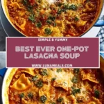 BEST EVER One-Pot Lasagna Soup Pin 1