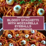 Bloody Spaghetti with Mozzarella Eyeballs Pin 1