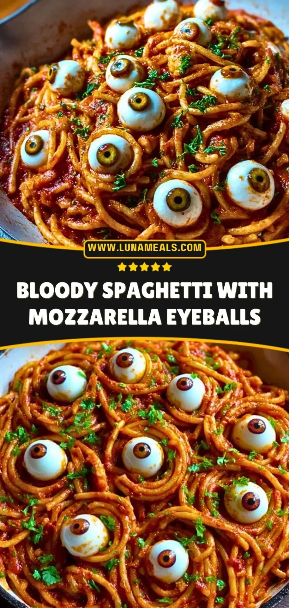 Bloody Spaghetti with Mozzarella Eyeballs Pin 2