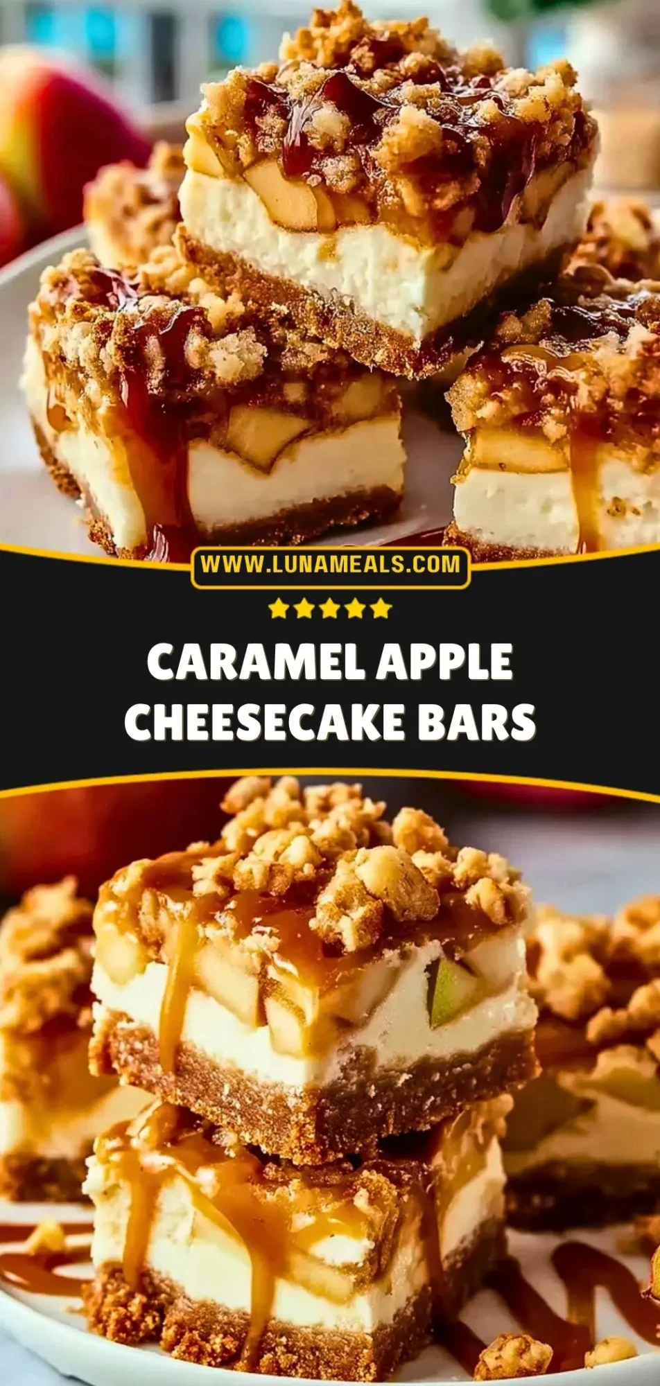 Caramel Apple Cheesecake Bars Pin 2