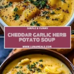 Cheddar Garlic Herb Potato Soup Pin 1