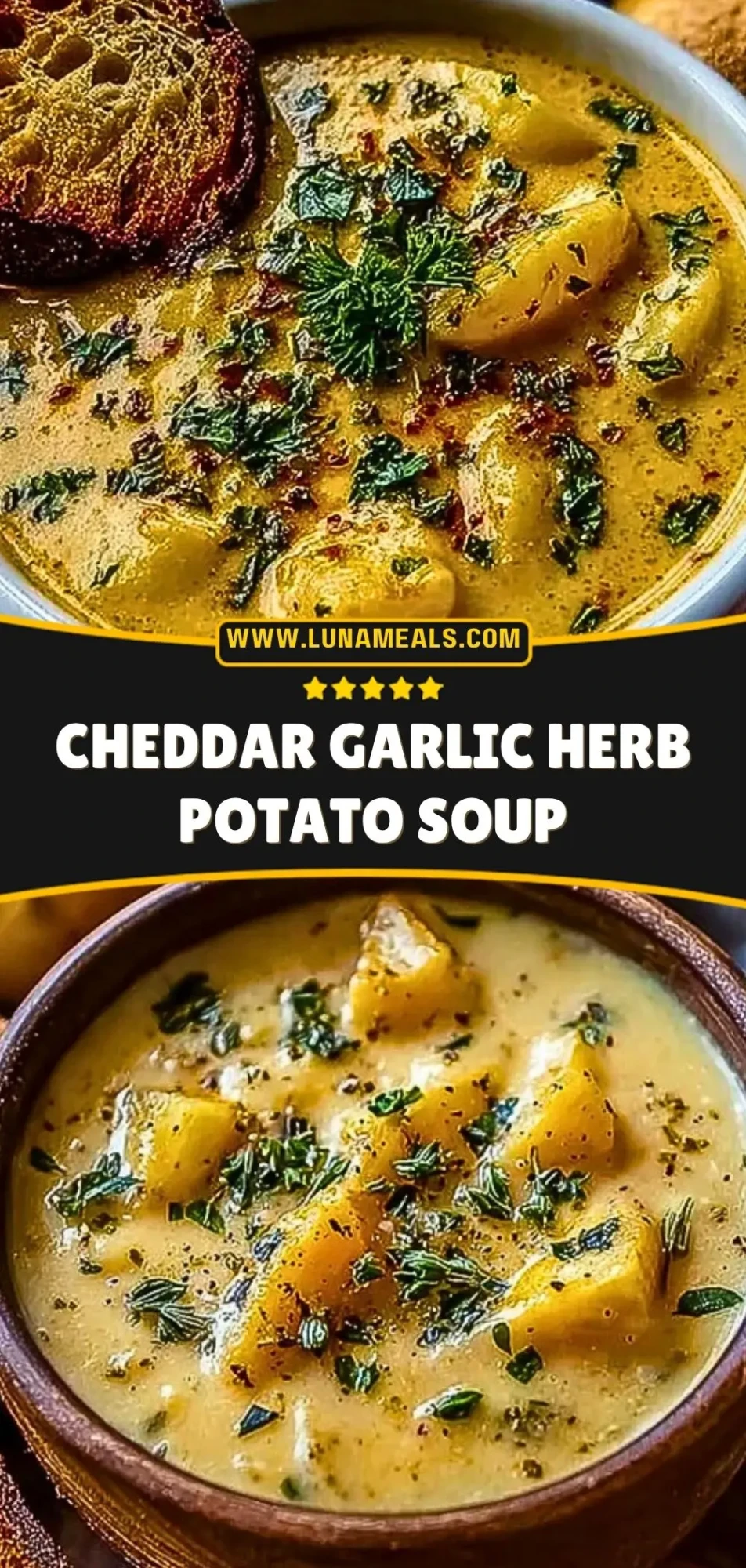 Cheddar Garlic Herb Potato Soup Pin 2