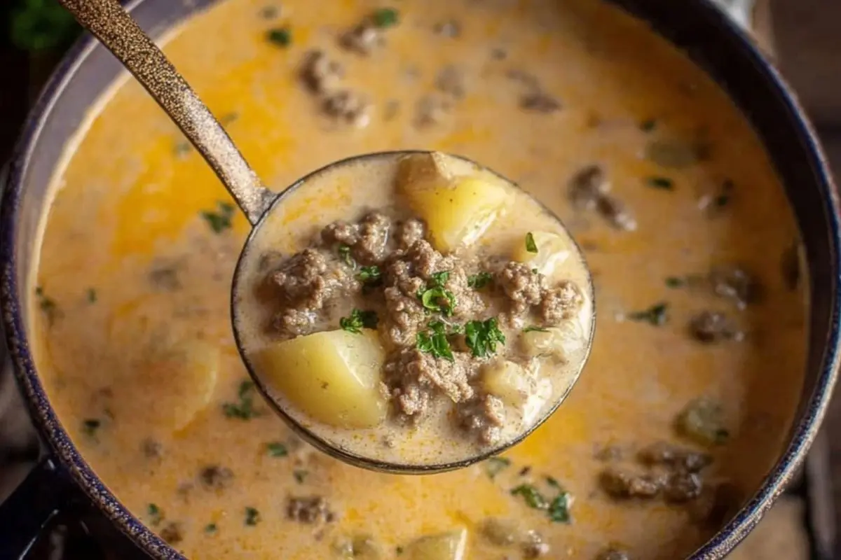 Cheesy Beef and Potato Soup 1