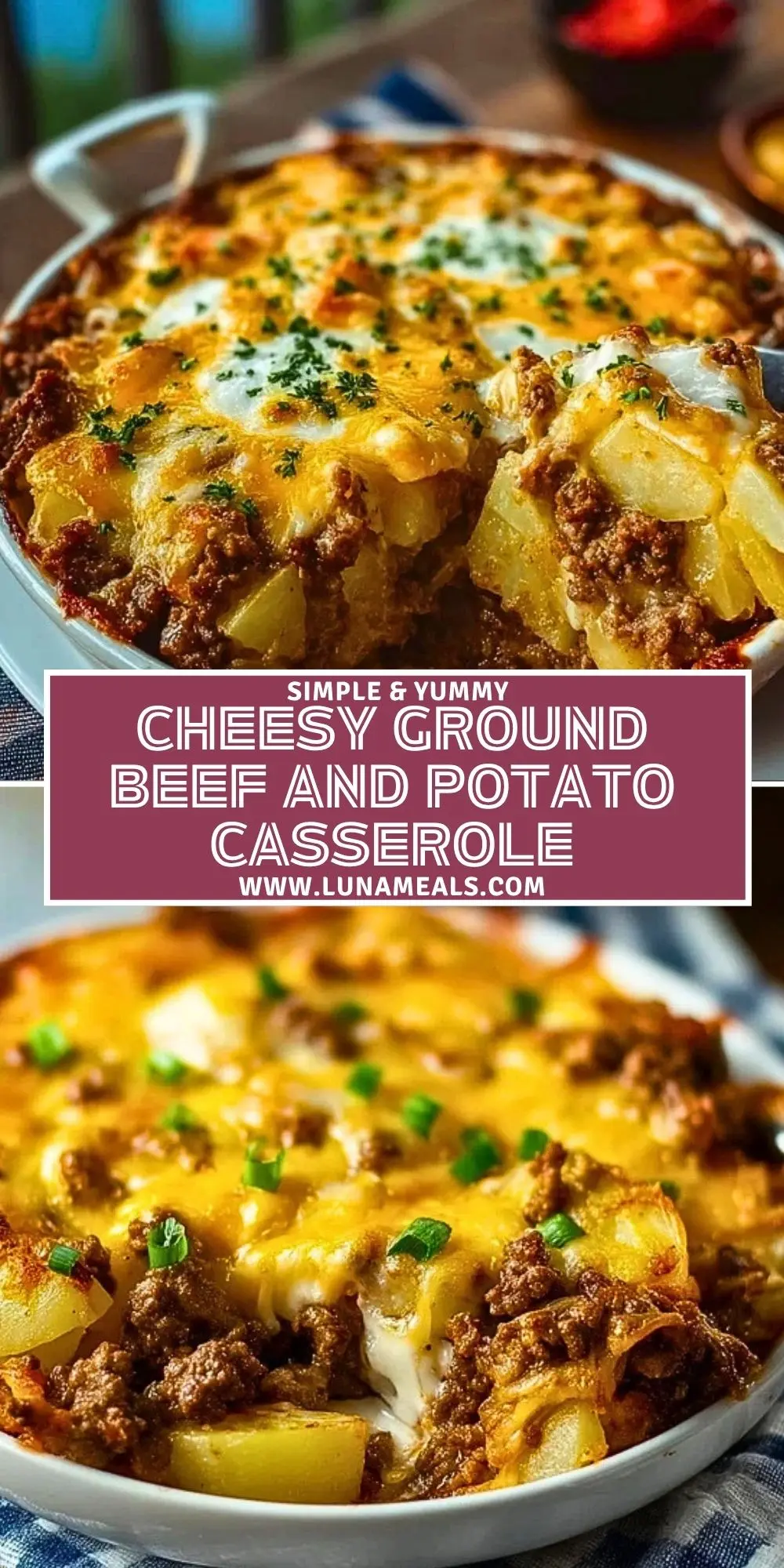 Cheesy Ground Beef and Potato Casserole Pin 1