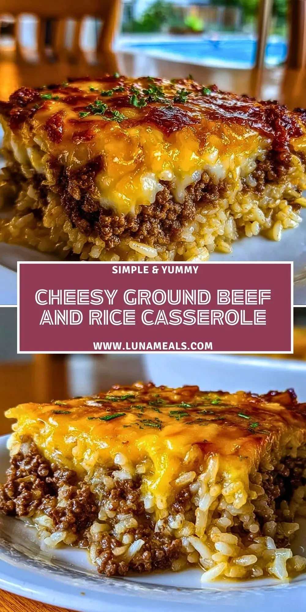 Cheesy Ground Beef and Rice Casserole Pin 1