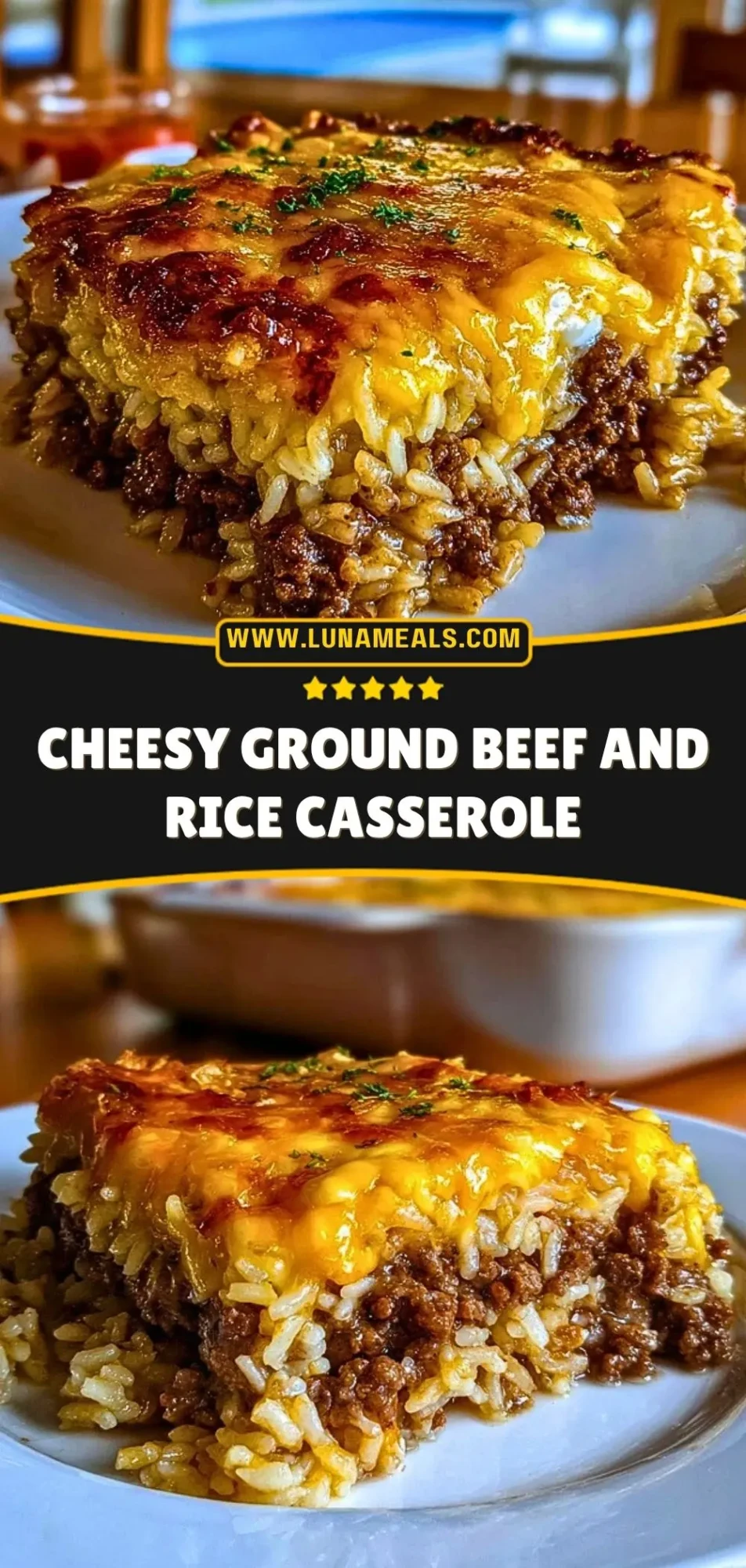 Cheesy Ground Beef and Rice Casserole Pin 2