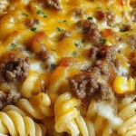 Cheesy Ranch Rotini Bake with Beef and Sweet Corn
