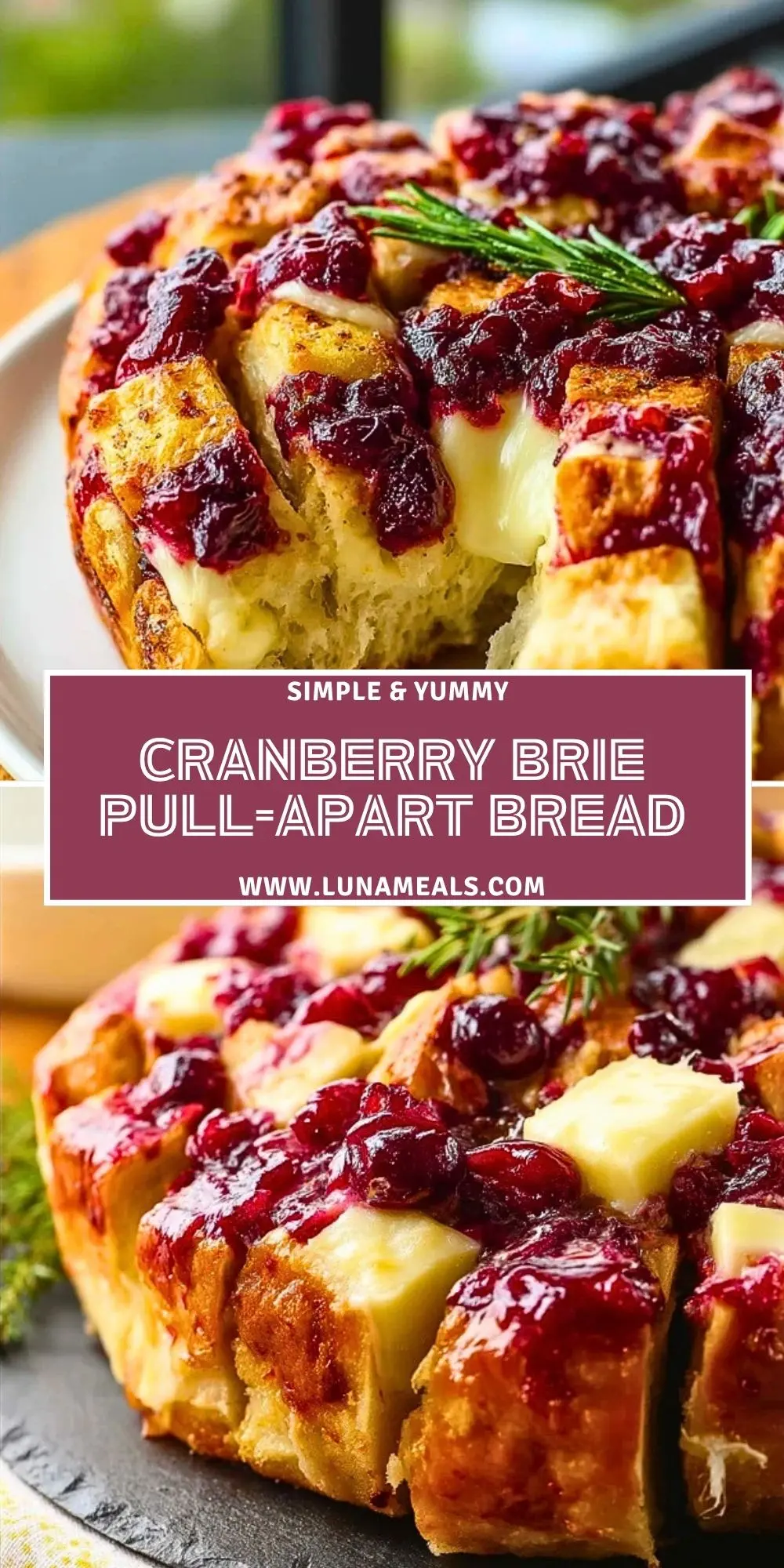 Cranberry Brie Pull-Apart Bread Pin 1