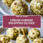Cream Cheese Wrapped Olives Pin 1