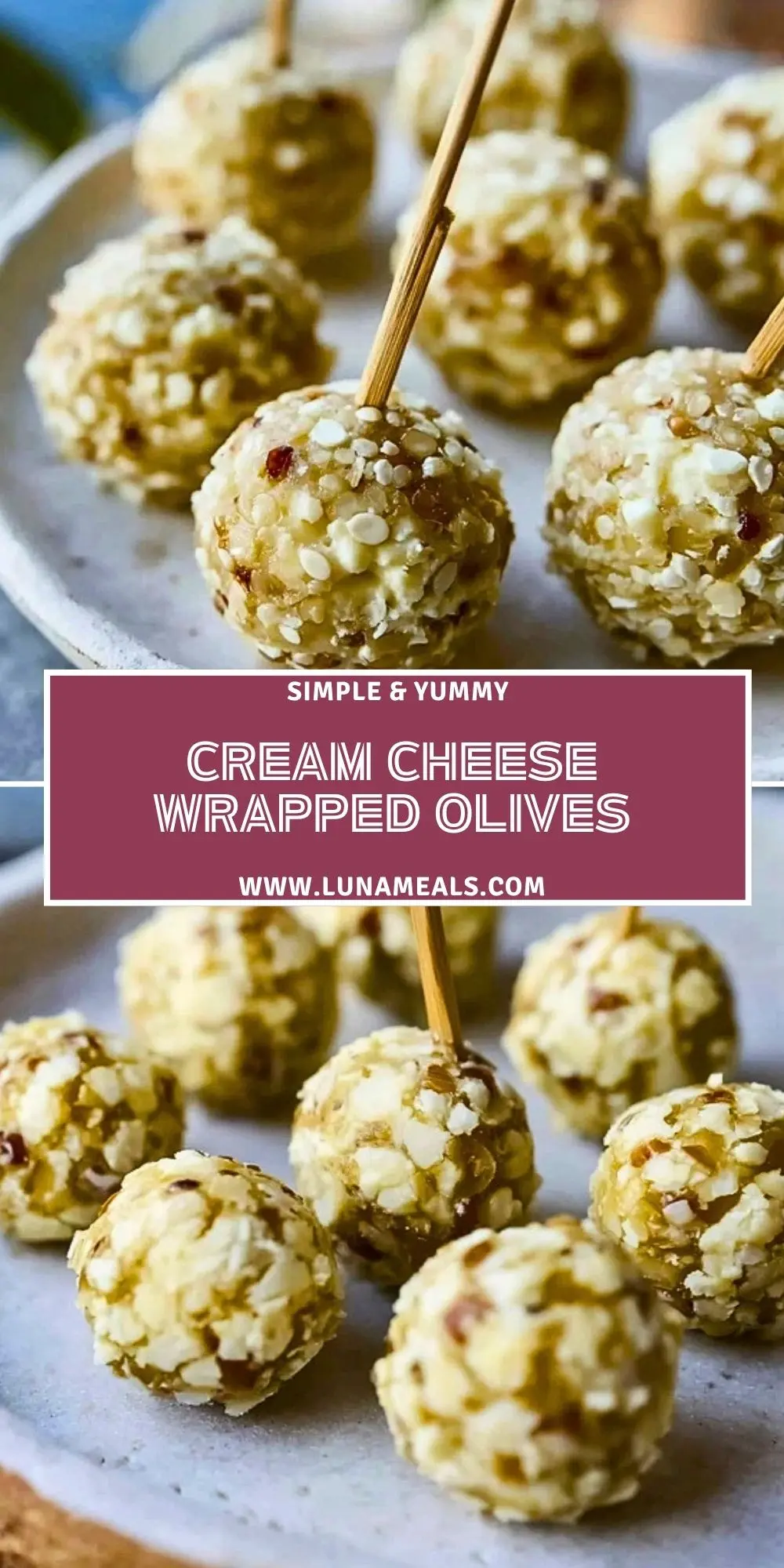 Cream Cheese Wrapped Olives Pin 1