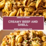 Creamy Beef and Shell Pin 1