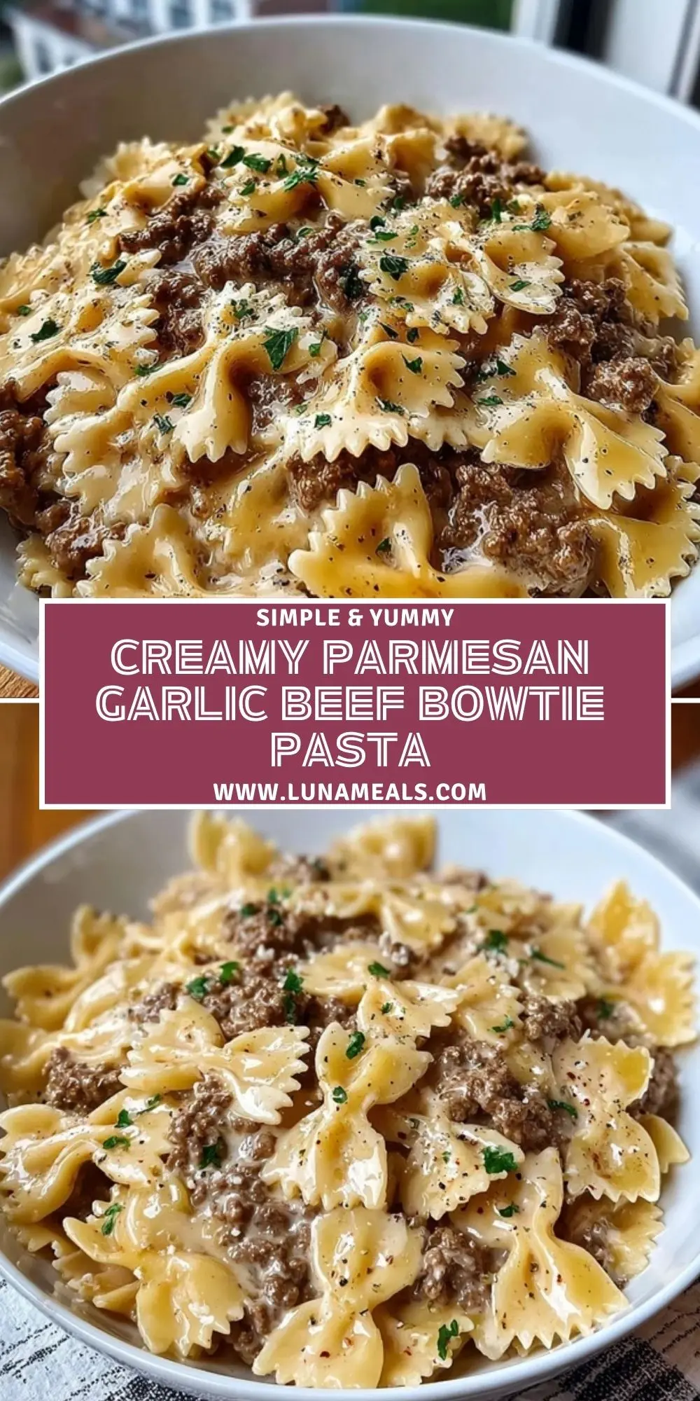 Creamy Parmesan Garlic Beef Bowtie Pasta (2)
