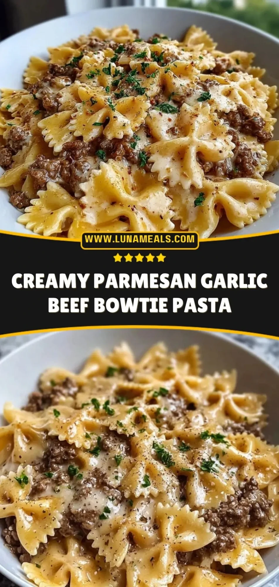Creamy Parmesan Garlic Beef Bowtie Pasta (3)