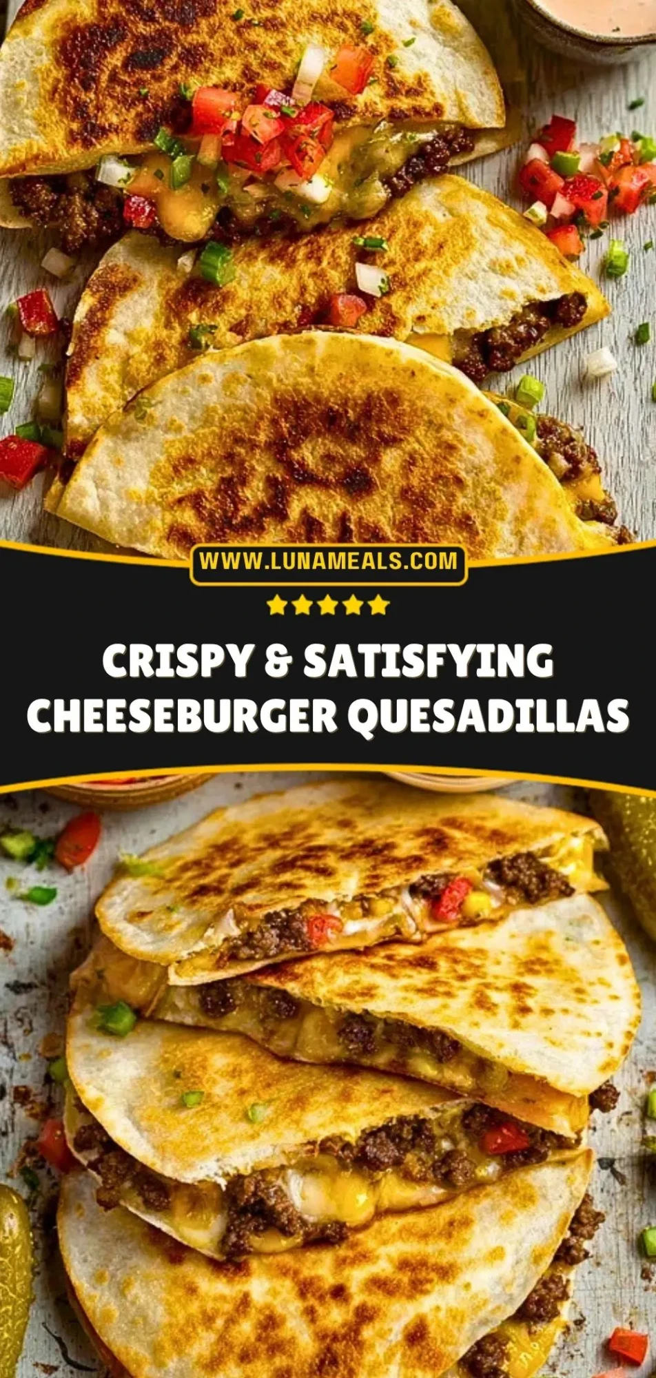 Crispy & Satisfying Cheeseburger Quesadillas Pin 2